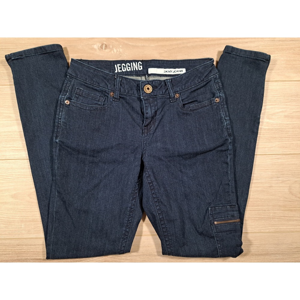 DKNY Jeans Womens Dark Wash Jegging Skinny Denim Ankle Zip‎ Cargo Pocket Size 4